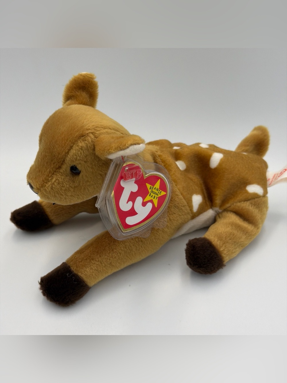 Ty Brown and White Fawn Beanie Plush Deer